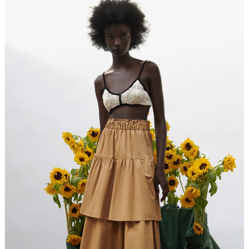 RUFFLED POPLIN SKIRT